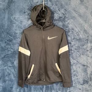 NIKE‎ Dri-Fit Black And White Fleece Athletic Full Zip Sweater Woman Size XL